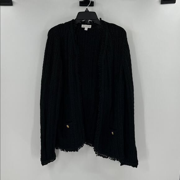 J. Crew Jackets & Blazers - J. Crew Women's Textured Cable-Knit Lady Jacket with fringe - Black - XXL